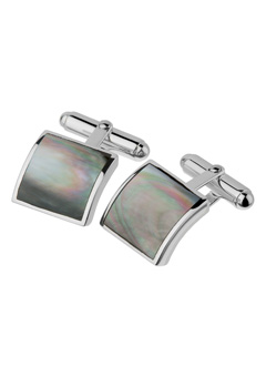 Sterling Silver Black Shell Square Cufflinks
