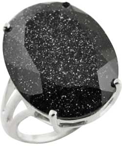 Sterling Silver Blue Faceted Sandstone 13ct Ring