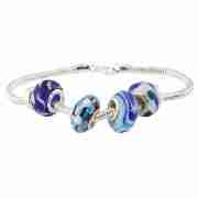 Sterling Silver Blue Glass Bead Starter Bracelet