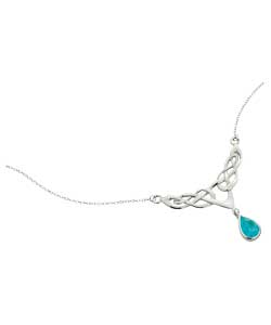 Sterling Silver Blue Topaz Celtic Necklet