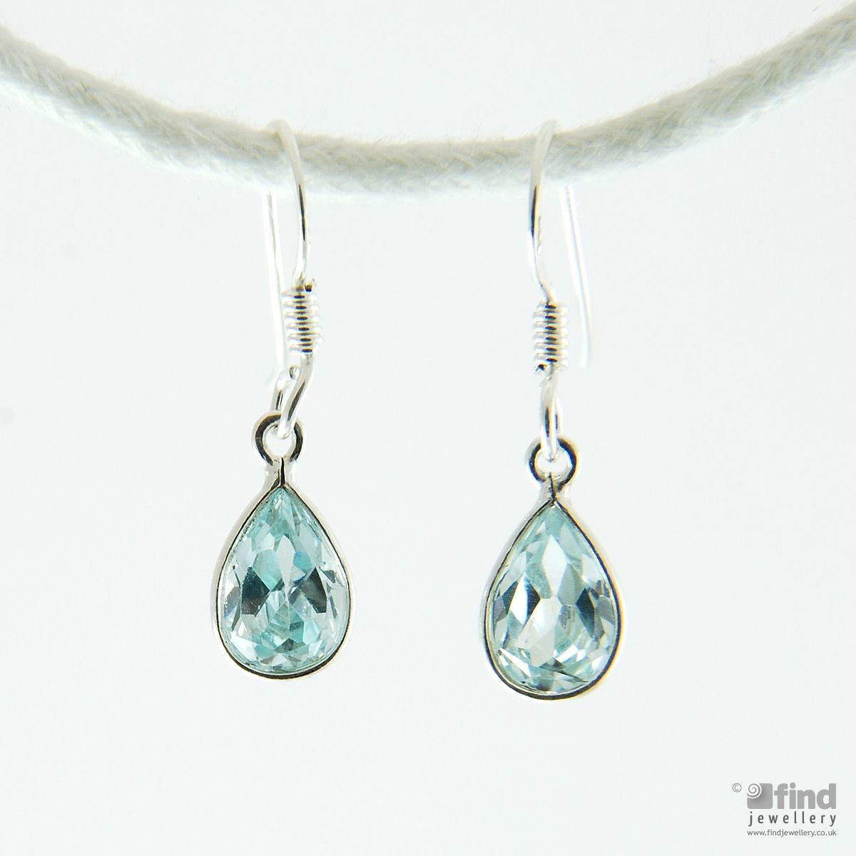 Sterling Silver Blue Topaz Tear Drop Earrings