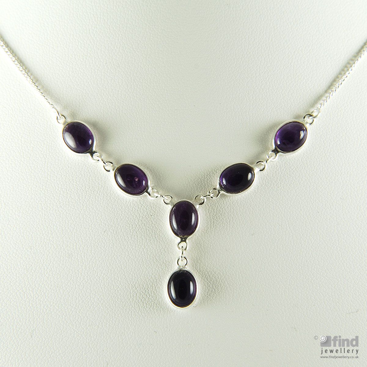 Sterling Silver Cabochon Amethyst Necklace