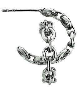 Sterling Silver Chain Link Half Hoop Earrings