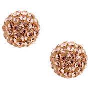 Sterling Silver Champagne Crystal Set Ball Stud