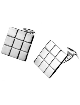 Sterling silver chequered finish cufflinks