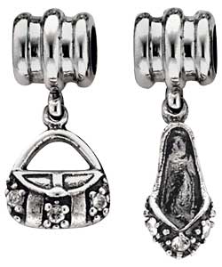 Sterling Silver Childrens Ballet Shoe and Bag