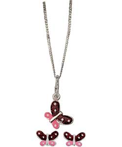 Sterling Silver Childrens Butterfly Pendant and