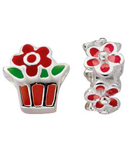 Sterling Silver Childrens Enamel Pink Flower
