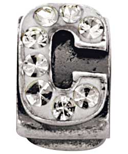 Sterling Silver Childrens Initial Bead Charm- Letter C