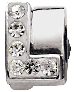 Sterling Silver Childrens Initial Bead Charm- Letter L