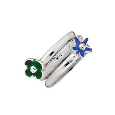 Sterling Silver Childrens Set of 3 Flower Rings