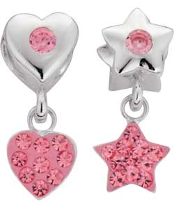 Sterling Silver Childrens Star and Heart Drop
