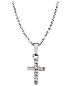 Sterling Silver Childs Crystal Cross Pendant