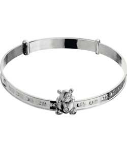 Sterling Silver Childs Diamond Teddy Slider