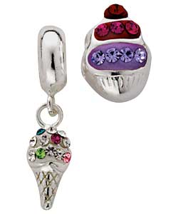 Sterling Silver Childs Ice Cream and Cupcake