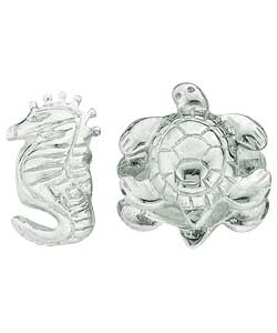 Silver Childs Turtle and Seahorse Charms