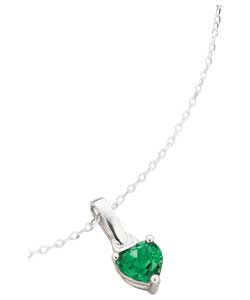 sterling Silver Created Emerald May Birthstone Pendant