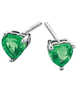 Sterling Silver Created Emerald May Birthstone Studs