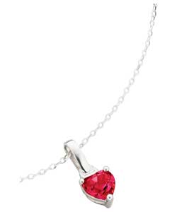 sterling Silver Created Ruby July Birthstone Pendant