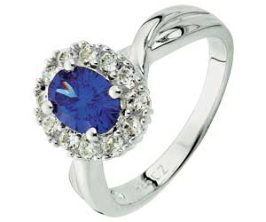 Sterling Silver Created Tanzanite Cubic Zirconia Ring