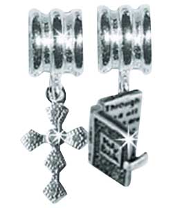 Sterling Silver Cross and Bible Charms