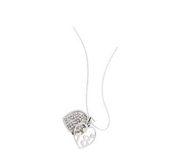 Sterling Silver Crystal 18th Heart Pendant