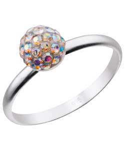 Sterling Silver Crystal Ball Stacker Ring