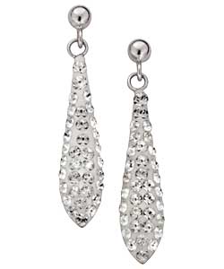Sterling Silver Crystal Bomber Drop Earrings