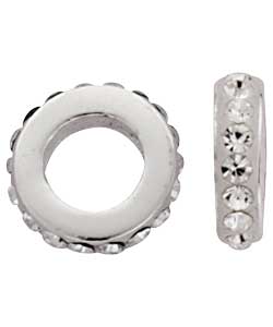 Sterling Silver Crystal Disc Spacers Set of 2