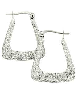 sterling Silver Crystal Handbag Creole Earrings