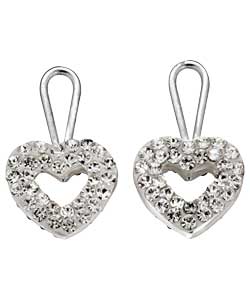 Sterling Silver Crystal Heart Drop Charms - Set of 2