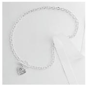 Sterling Silver Crystal Heart T-bar Necklace