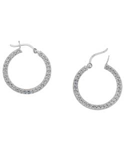 Sterling Silver Crystal Hoop Creole Earrings