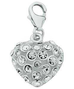 Sterling Silver Crystal Set Heart Clip On Charm