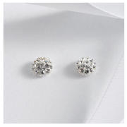Sterling Silver Crystal Set Round Stud Earrings