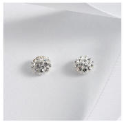 STERLING SILVER CRYSTAL SET ROUND STUDS
