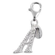 Sterling Silver Cubic Ziconia A Initial Charm