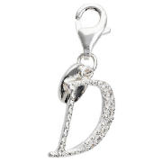 Sterling Silver Cubic Ziconia D Initial Charm