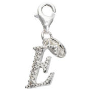Sterling Silver Cubic Ziconia E Initial Charm
