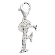 Sterling Silver Cubic Ziconia F Initial Charm