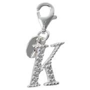 Sterling Silver Cubic Ziconia K Initial Charm
