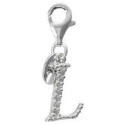 Sterling Silver Cubic Ziconia L Initial Charm
