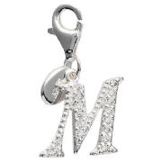 Sterling Silver Cubic Ziconia M Initial Charm