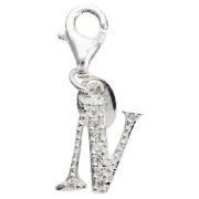 Sterling Silver Cubic Ziconia N Initial Charm