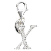 Sterling Silver Cubic Ziconia X Initial Charm