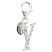 Sterling Silver Cubic Ziconia Y Initial Charm