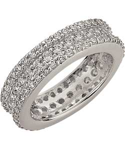 Sterling Silver Cubic Zirconia 3 Row Ring
