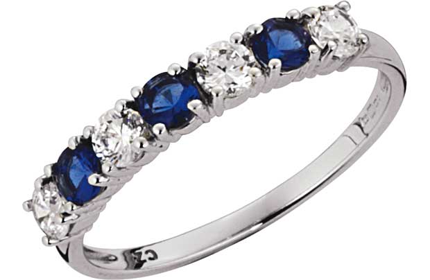 Sterling Silver Cubic Zirconia Blue and White
