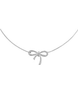 Sterling Silver Cubic Zirconia Bow Necklet