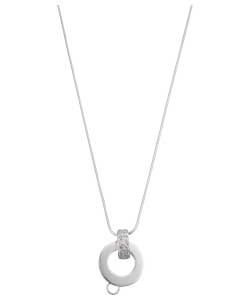 Sterling Silver Cubic Zirconia Charm Carrier Necklet
